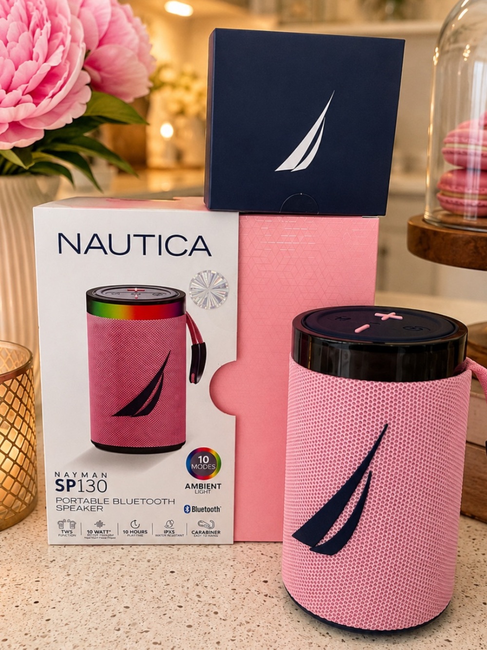 Nautica Pink and Navy Portable Bluetooth Speaker
